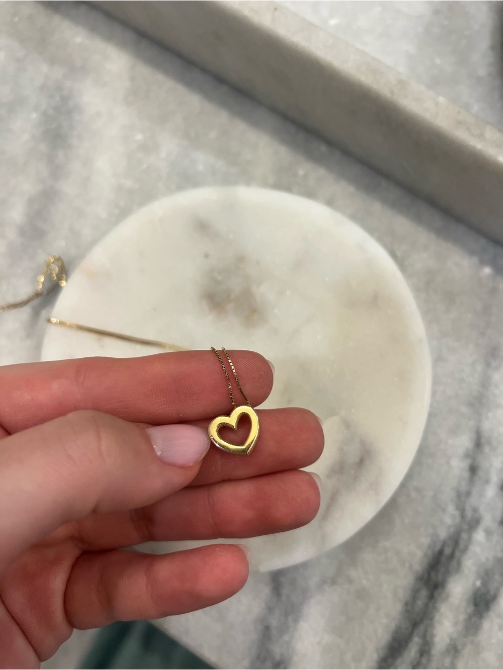 14k Delicate Gold Heart Pendant Necklace - Women Jewelry
